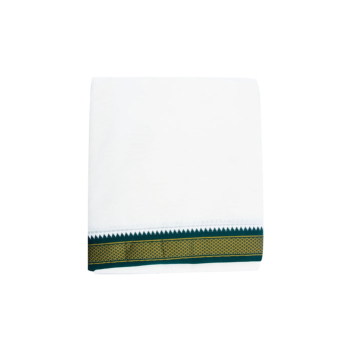 Veshti - 9 x 5 Mtrs | Half White Vesti/ 7 Kan Mayilkan Border Dhoti for Men - Veshti & Dhoti