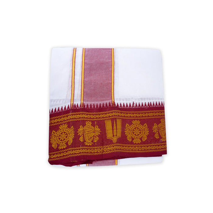 Veshti - 9 x 5 Yards | Korvai Jacquard Border Dhoti/ White Vesti for Men - Veshti & Dhoti