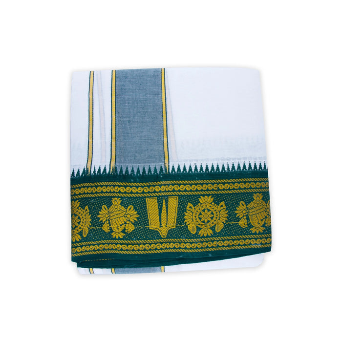 Veshti - 9 x 5 Yards | Korvai Jacquard Border Dhoti/ White Vesti for Men - Veshti & Dhoti