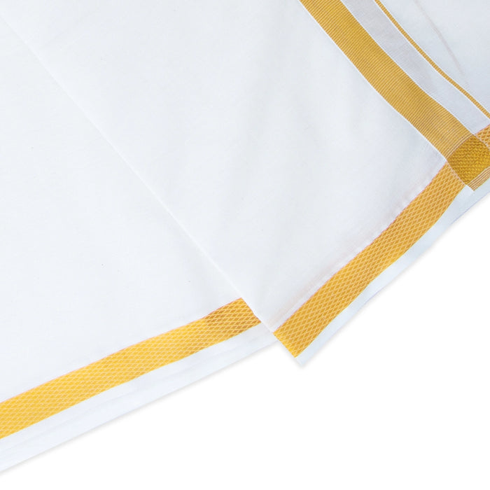 Veshti - 3.60 Mtrs | Half White Dhoti/ Jari Border Vesti for Men - Veshti & Dhoti