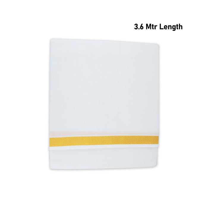 Veshti - 3.60 Mtrs | Half White Dhoti/ Jari Border Vesti for Men - Veshti & Dhoti