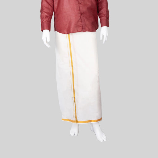 Veshti - 3.60 Mtrs | Half White Dhoti/ Jari Border Vesti for Men - Veshti & Dhoti