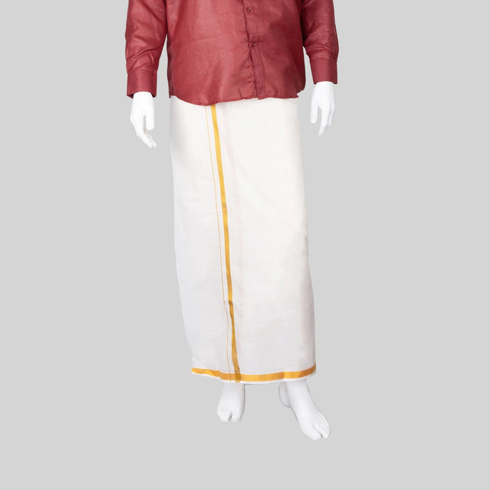 Veshti - 3.60 Mtrs | Half White Dhoti/ Jari Border Vesti for Men - Veshti & Dhoti