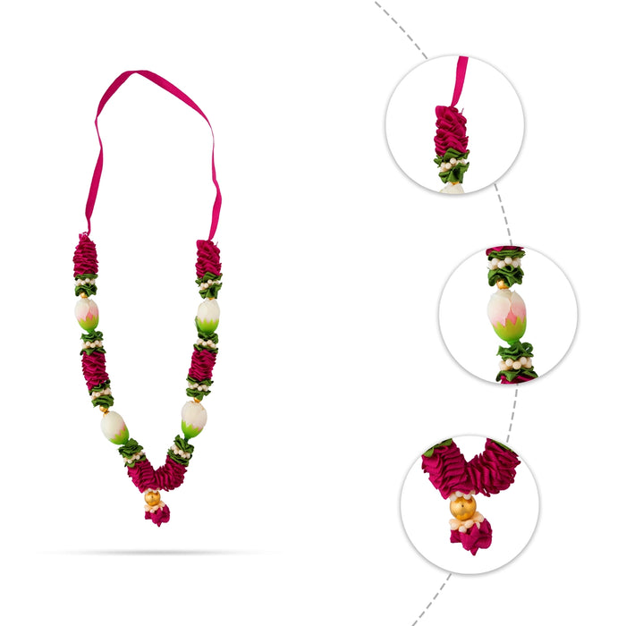 Satin Garland - 8 Inches | Decorative Floral Mala/ Artificial Mala/ Cloth Garland for Spiritual Decoration