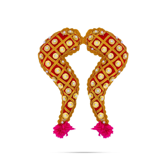 Vagamalai - 8 x 2.5 Inches | Cloth with Jari Design Deity Shoulder Decor/ Varalakshmi Amman Alangaram - Neck & Body Accessories