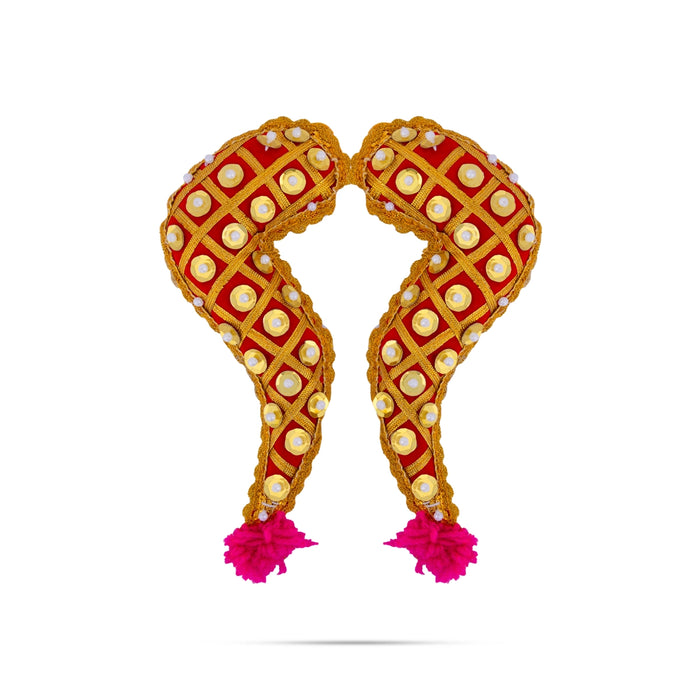 Vagamalai - 8 x 2.5 Inches | Cloth with Jari Design Deity Shoulder Decor/ Varalakshmi Amman Alangaram - Neck & Body Accessories