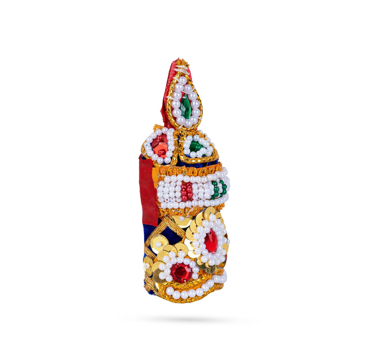 Crown - 2.5 x 2.5 Inches | Pearl With Stone Design Kireedam/ Kiridam/ Velvet Mukut for Deity - Head & Face Accessories