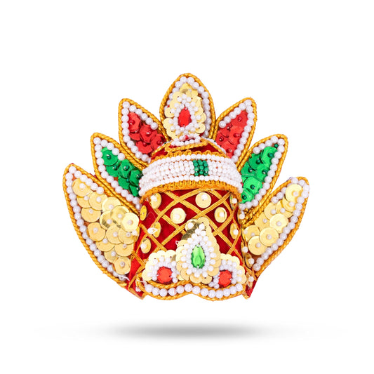 Moti Crown - Sudar - 3.5 Inch | Velvet Kireedam/ Mukut/ Kiritam for Deity/ Assorted Design and Colour - Head & Face Accessories