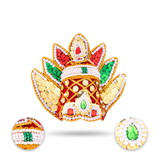 Moti Crown - Sudar - 3.5 Inch | Velvet Kireedam/ Mukut/ Kiritam for Deity/ Assorted Design and Colour - Head & Face Accessories