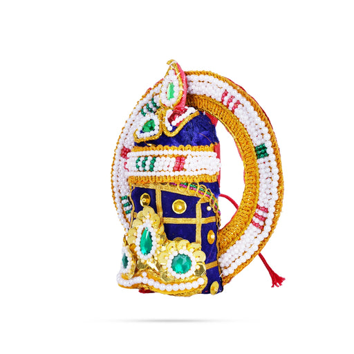 Velvet Crown - 4.5 x 7 Inches | Pearl With Stone Kireedam/ Kiridam/ Chakra Design Mukut for Deity - Head & Face Accessories