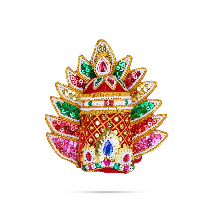 Crown - 8.5 x 12 Inches | Sudar Design Kireedam/ Pearl Kiridam/ Velvet Mukut for Deity - Head & Face Accessories