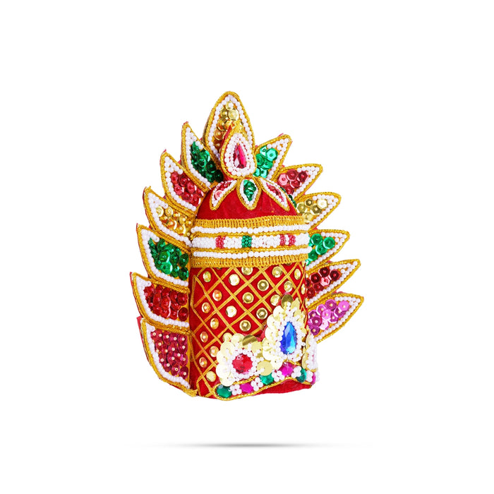 Crown - 8.5 x 12 Inches | Sudar Design Kireedam/ Pearl Kiridam/ Velvet Mukut for Deity - Head & Face Accessories