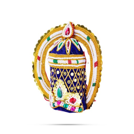 Velvet Crown - 8.5 x 12 Inches | Pearl With Stone Kireedam/ Kiridam/ Chakra Design Mukut for Deity - Head & Face Accessories