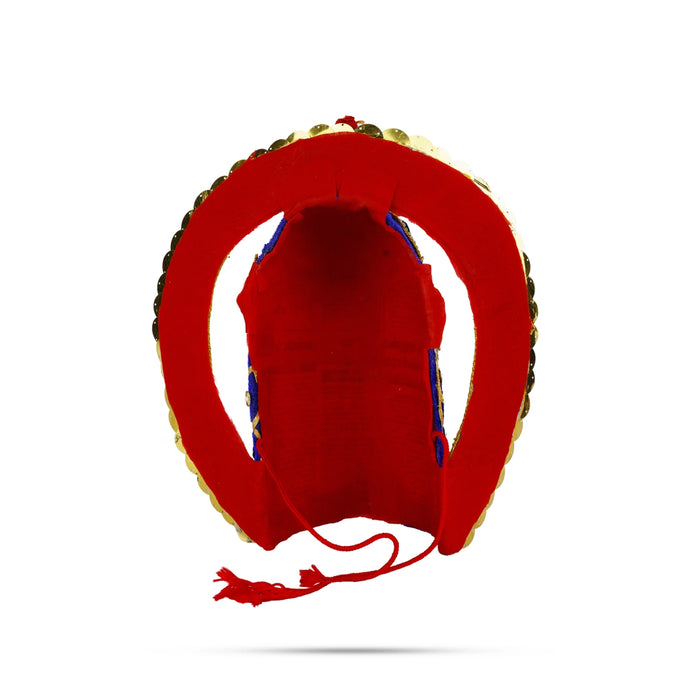 Velvet Crown - 8.5 x 12 Inches | Pearl With Stone Kireedam/ Kiridam/ Chakra Design Mukut for Deity - Head & Face Accessories