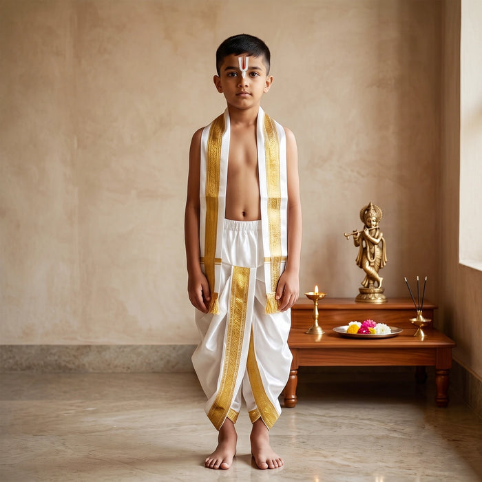 Krishna Dress - 16 Inches | Kanha Ji Dress/ Readymade Krishna Vastra/ Krishnar Costume for Children