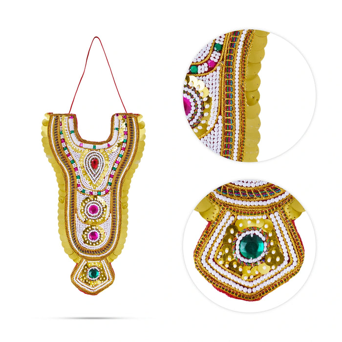 Muthangi - 22 x 12 Inches | Pearl With Stone Design Necklace/ Artificial Jewelry for Deity - Neck & Body Accessories