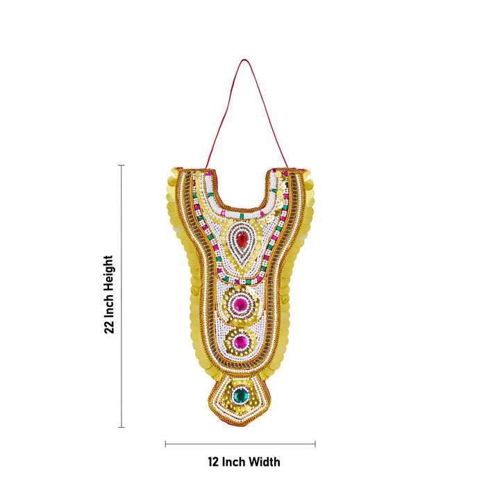 Muthangi - 22 x 12 Inches | Pearl With Stone Design Necklace/ Artificial Jewelry for Deity - Neck & Body Accessories