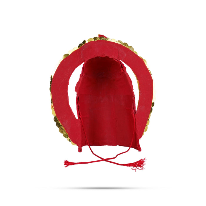 Velvet Crown| 9 x5.5 Inch (Inner), 11 x10.5 Inch (Outer)/ Pearl With Chakra Design Kireedam/ Kiridam for Deity - Head & Face Accessories