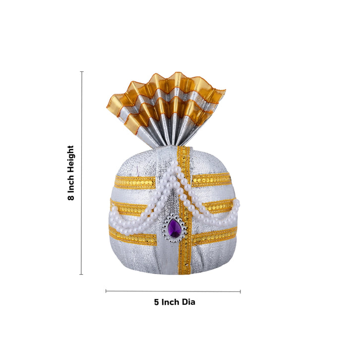 Turban - 8 x 5 Inches | Beads Design Kireedam/ Kiridam/ Crown for Deity - Head & Face Accessories