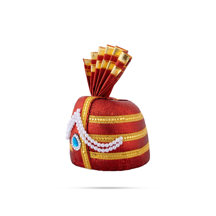 Turban - 8 x 5 Inches | Beads Design Kireedam/ Kiridam/ Crown for Deity - Head & Face Accessories