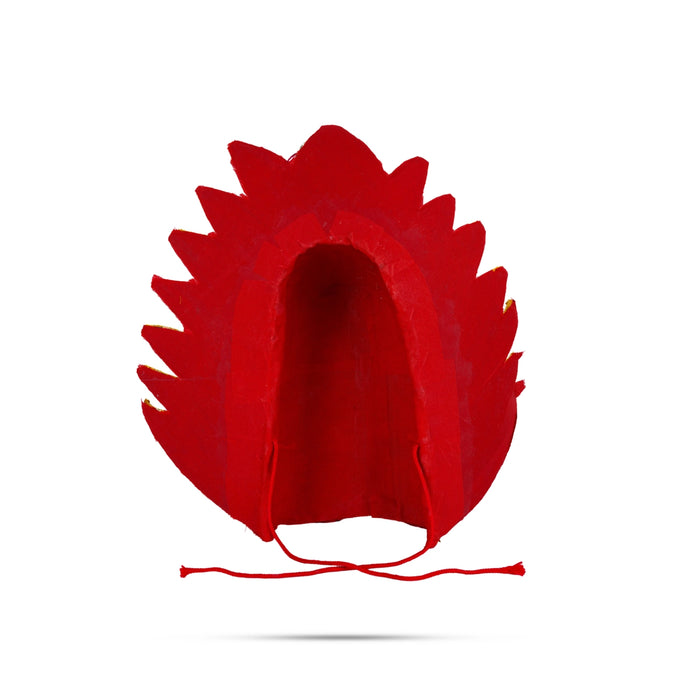 Velvet Crown | 9 x6 Inch (Inner) 14 x14.5 Inch (Outer)/ Pearl With Sudar Design Kireedam/ Kiridam for Deity - Head & Face Accessories