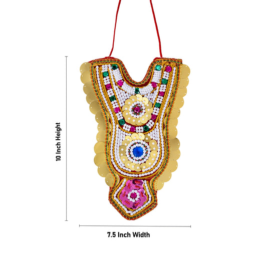 Muthangi - 10 x 7.5 Inches | Pearl With Stone Design Necklace/ Artificial Jewelry for Deity - Neck & Body Accessories