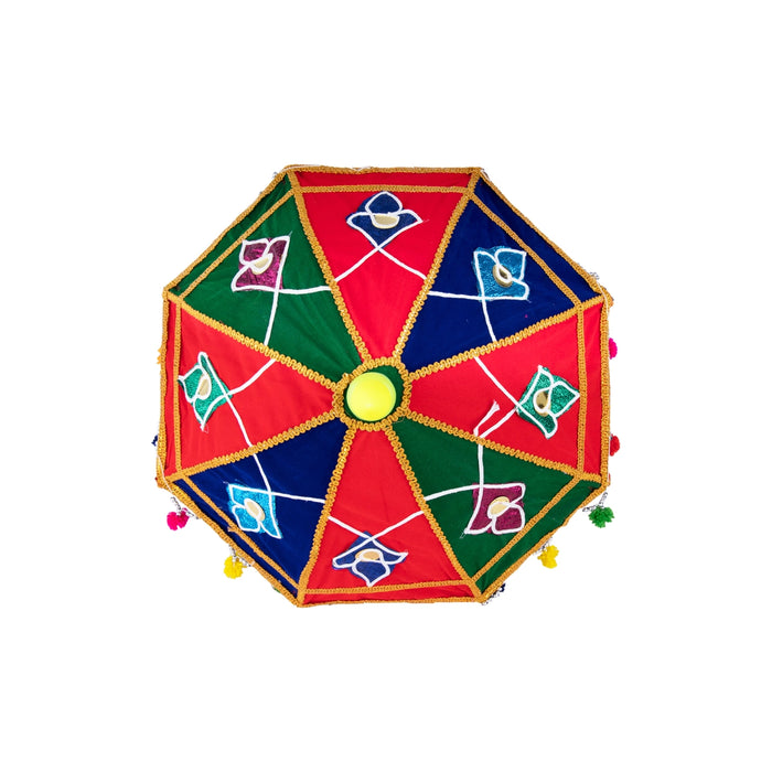 Temple Umbrella - 12 Inches | Velvet Utsava Umbrella/ Decorative Temple Umbrella for Temple