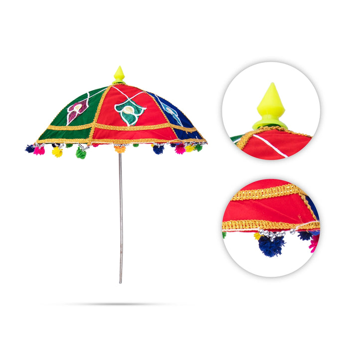 Temple Umbrella - 12 Inches | Velvet Utsava Umbrella/ Decorative Temple Umbrella for Temple