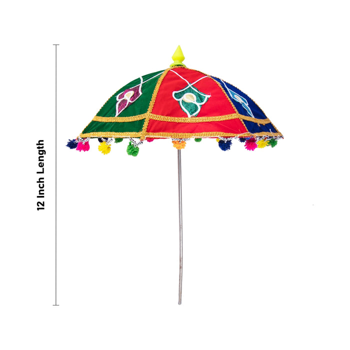 Temple Umbrella - 12 Inches | Velvet Utsava Umbrella/ Decorative Temple Umbrella for Temple