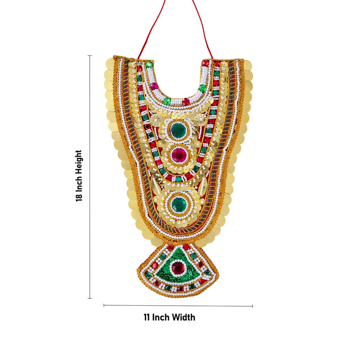 Muthangi - 18 x 11 Inches | Pearl With Stone Design Necklace/ Artificial Jewelry for Deity - Neck & Body Accessories