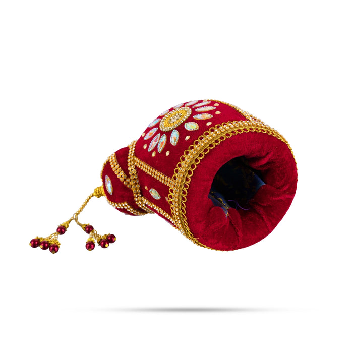 Andal Crown - 5.5 x 4 Inches | Velvet Kireedam/ Stone Kiridam/ Mukut for Deity Decor - Head & Face Accessories