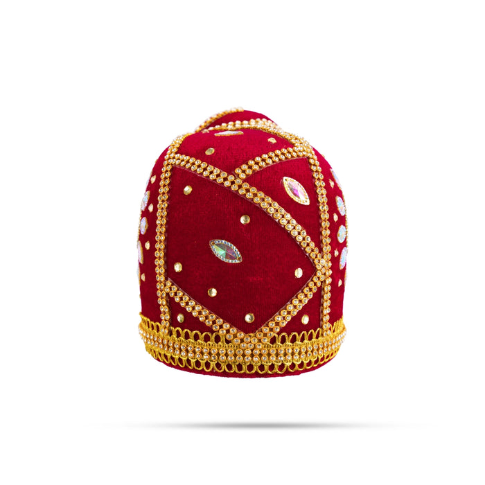 Andal Crown - 5.5 x 4 Inches | Velvet Kireedam/ Stone Kiridam/ Mukut for Deity Decor - Head & Face Accessories