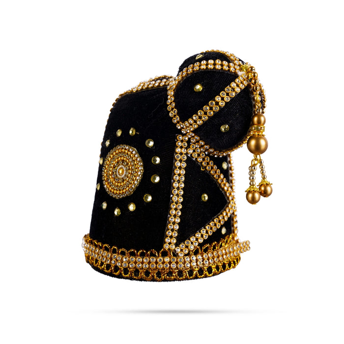 Andal Crown - 5 x 3.5 Inches | Stone Kiridam/ Velvet Kireedam/ Mukut for Deity Decor - Head & Face Accessories