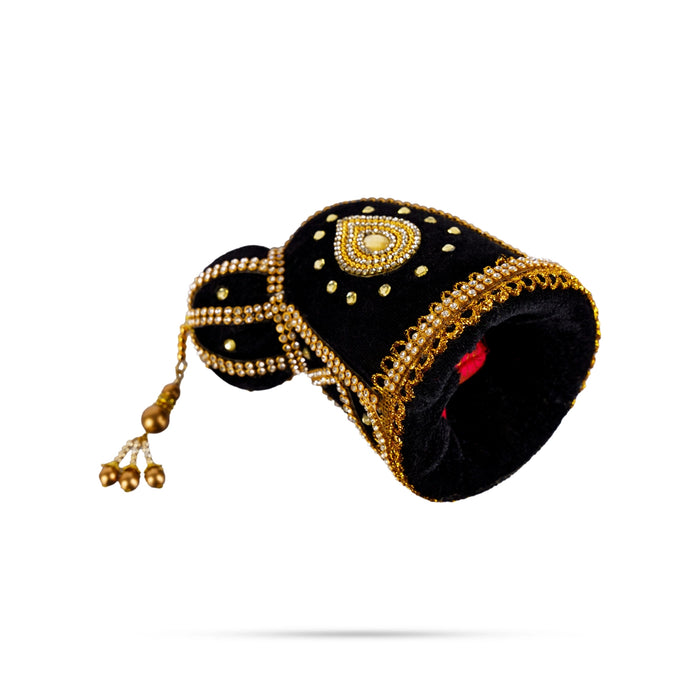 Andal Crown - 5 x 3.5 Inches | Stone Kiridam/ Velvet Kireedam/ Mukut for Deity Decor - Head & Face Accessories