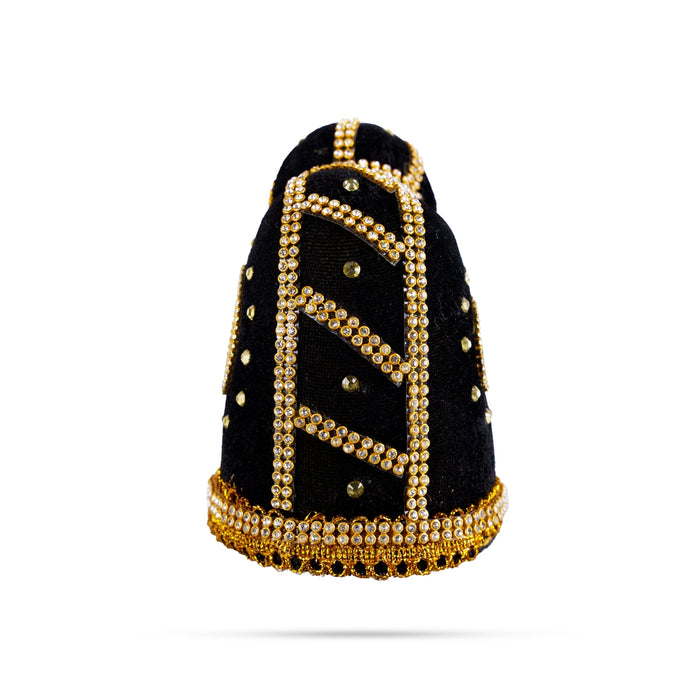 Andal Crown - 5 x 3.5 Inches | Stone Kiridam/ Velvet Kireedam/ Mukut for Deity Decor - Head & Face Accessories