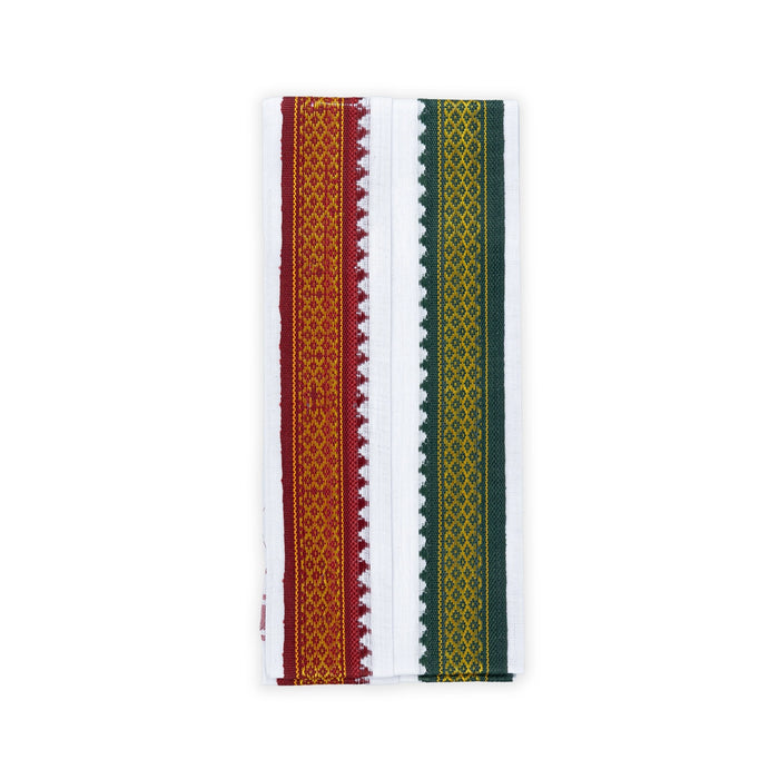 Angavastra - 60 Inches| Towel / Mayilkan Border Thundu / White Colour Kasavu Shawl for Men - Shawls & Towels
