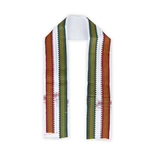 Angavastra - 60 Inches| Towel / Mayilkan Border Thundu / White Colour Kasavu Shawl for Men - Shawls & Towels