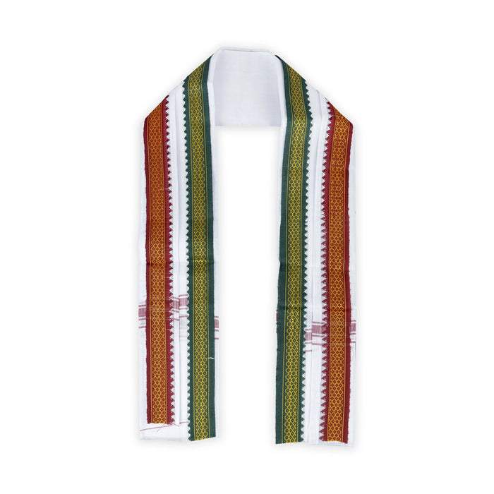 Angavastra - 60 Inches| Towel / Mayilkan Border Thundu / White Colour Kasavu Shawl for Men - Shawls & Towels