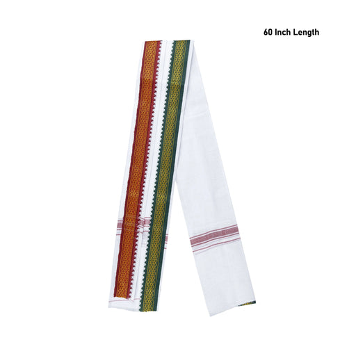 Angavastra - 60 Inches| Towel / Mayilkan Border Thundu / White Colour Kasavu Shawl for Men - Shawls & Towels
