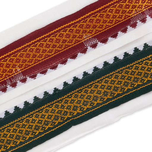 Towel - 3 Muzham | Mayilkan Border Design Thundu/ Half White Colour Gamcha/ Kasavu Shawl/ Angavastram for Men - Shawls & Towels