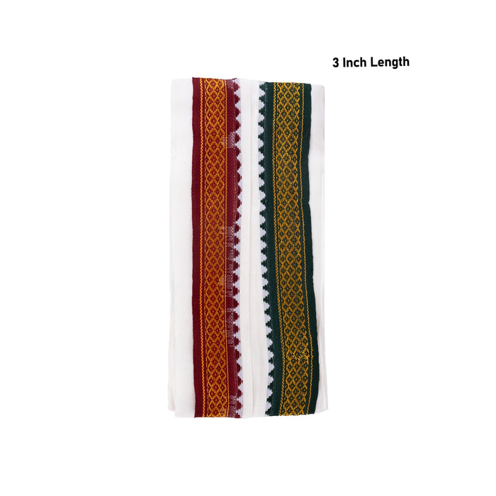 Towel - 3 Muzham | Mayilkan Border Design Thundu/ Half White Colour Gamcha/ Kasavu Shawl/ Angavastram for Men - Shawls & Towels