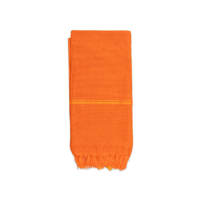 Cotton Towel - 30 x 60 Inches | Thundu / Mudi Orange Colour Gamcha/ Kasavu Shawl / Angavastram for Men