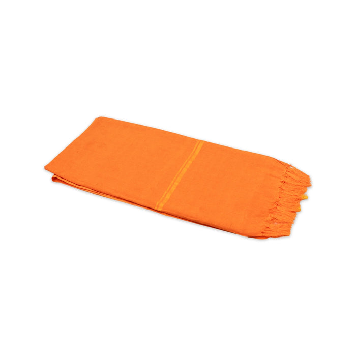 Cotton Towel - 30 x 60 Inches | Thundu / Mudi Orange Colour Gamcha/ Kasavu Shawl / Angavastram for Men