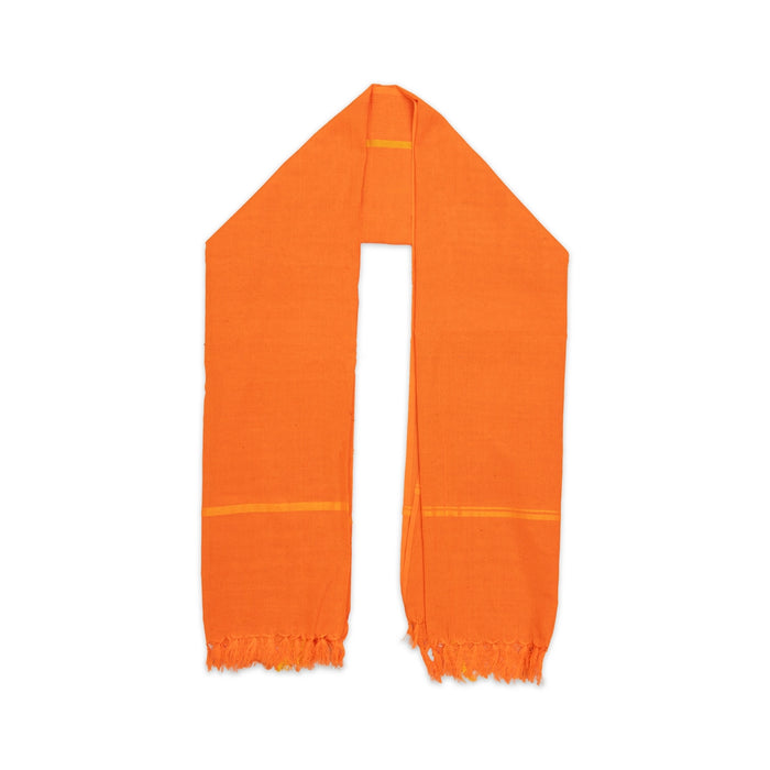 Cotton Towel - 30 x 60 Inches | Thundu / Mudi Orange Colour Gamcha/ Kasavu Shawl / Angavastram for Men