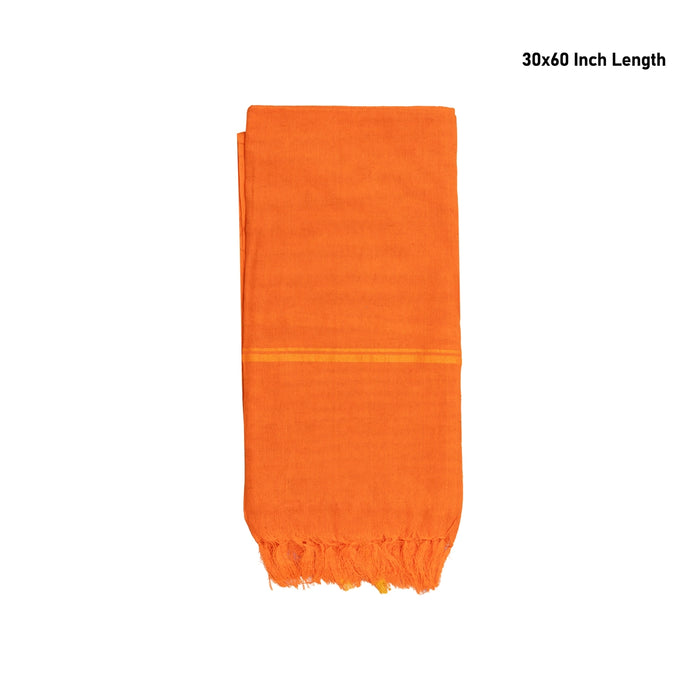 Cotton Towel - 30 x 60 Inches | Thundu / Mudi Orange Colour Gamcha/ Kasavu Shawl / Angavastram for Men