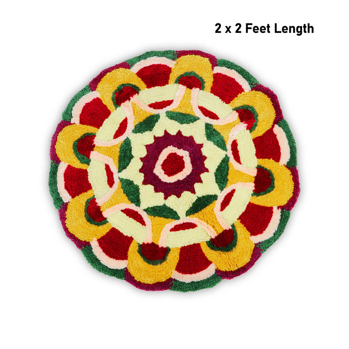 Rangoli Mat - 2 x 2 Feet | Micro Tufted Rug/ Rangoli Floor Mat/ Reusable Rangoli Mat for Home Decor - Kolam & Rangoli