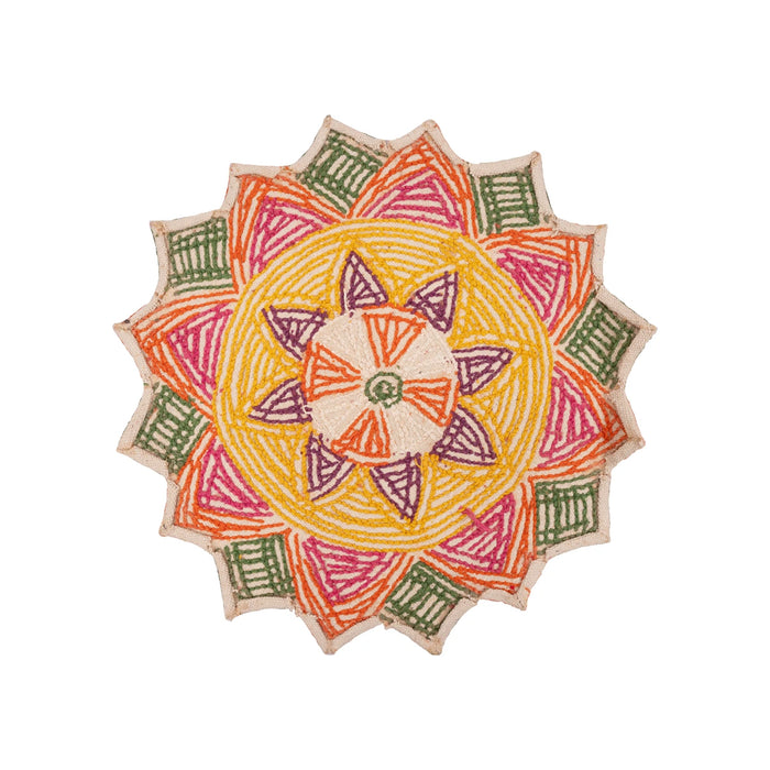 Rangoli Mat - 15 x 15 Inches | Flower Design Muggu Mat/ Rangoli Floor Mat - Kolam & Rangoli