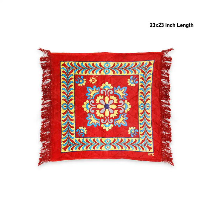 Yoga Mat - 23 x 23 Inches | Pooja Aasan/ Cloth Pooja Mat for Meditation - Yoga Mat & Aasan