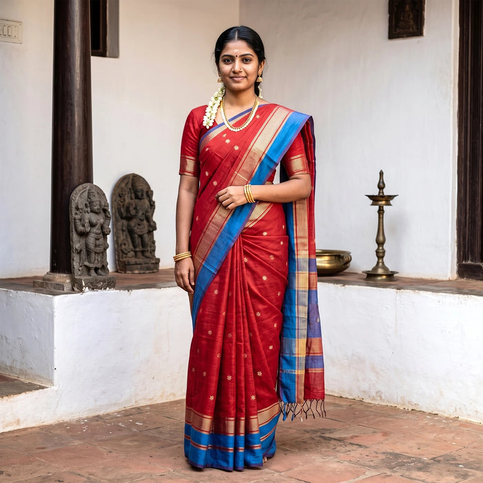Saree - 13 Mtrs | Maheshwari Cotton Saree/ Handloom Saree/ Border Design Traditional Saree for Women