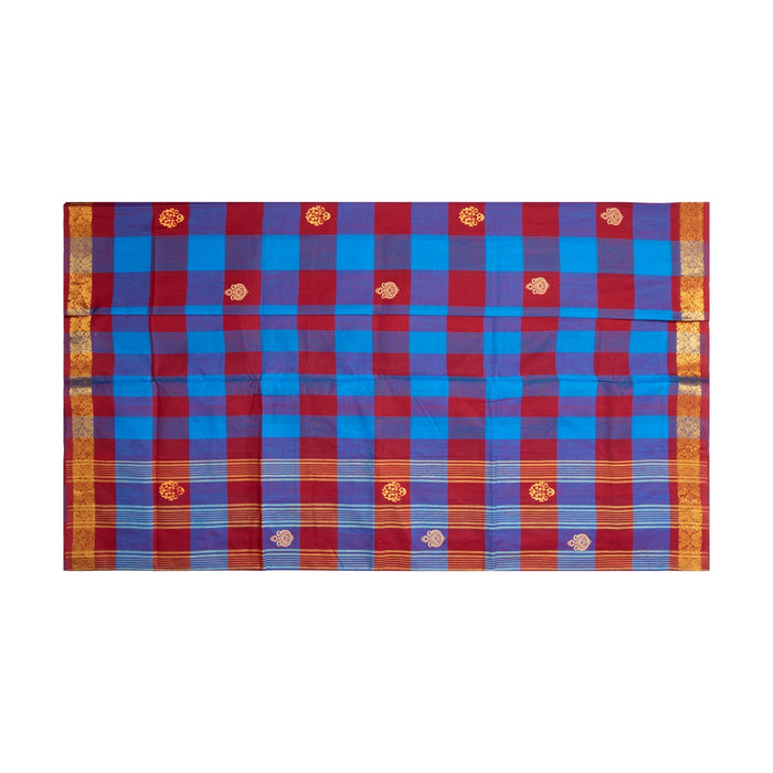 Cotton Saree - 14 Mtrs | Jarigai Print Kattam Saree/ Handloom Saree/ Traditional Saree for Women